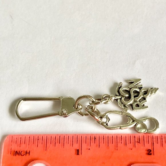 Medical Nursing RN Caduceus Stethoscope Zipper Pull Keychain Purse Charm - Picture 8 of 9